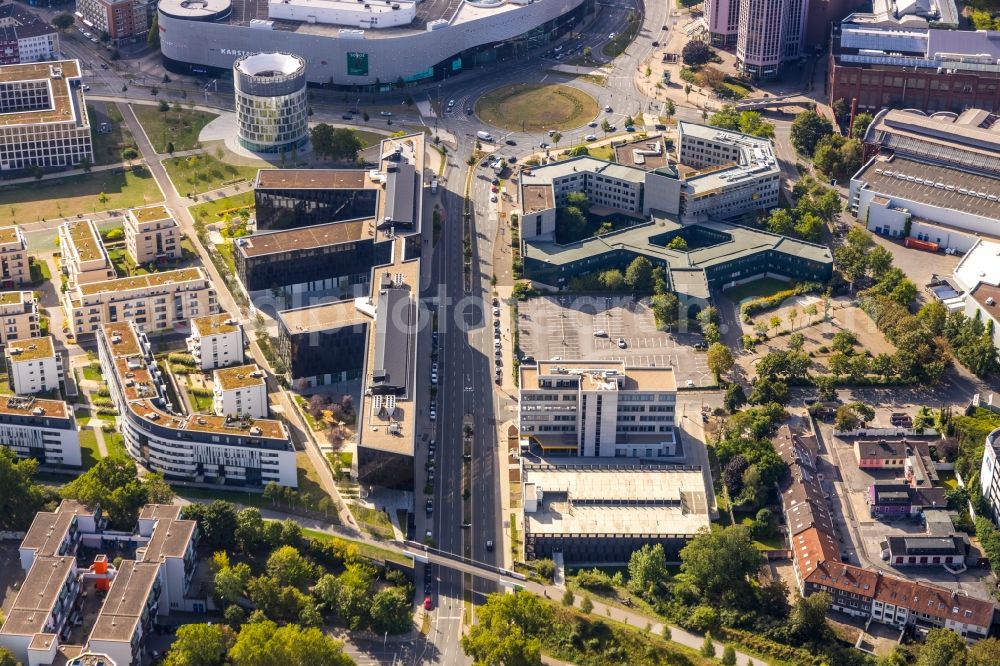 Essen from the bird's eye view: Administration building of the company of Funke Mediengruppe on Berliner Platz in Essen in the state North Rhine-Westphalia, Germany