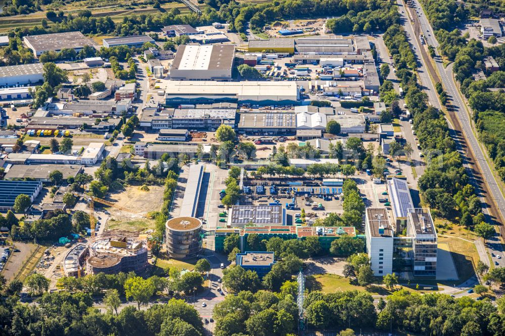 Aerial photograph Gelsenkirchen - Administration building of the company GELSENWASSER AG on Willy-Brandt-Allee in Gelsenkirchen in the state North Rhine-Westphalia, Germany