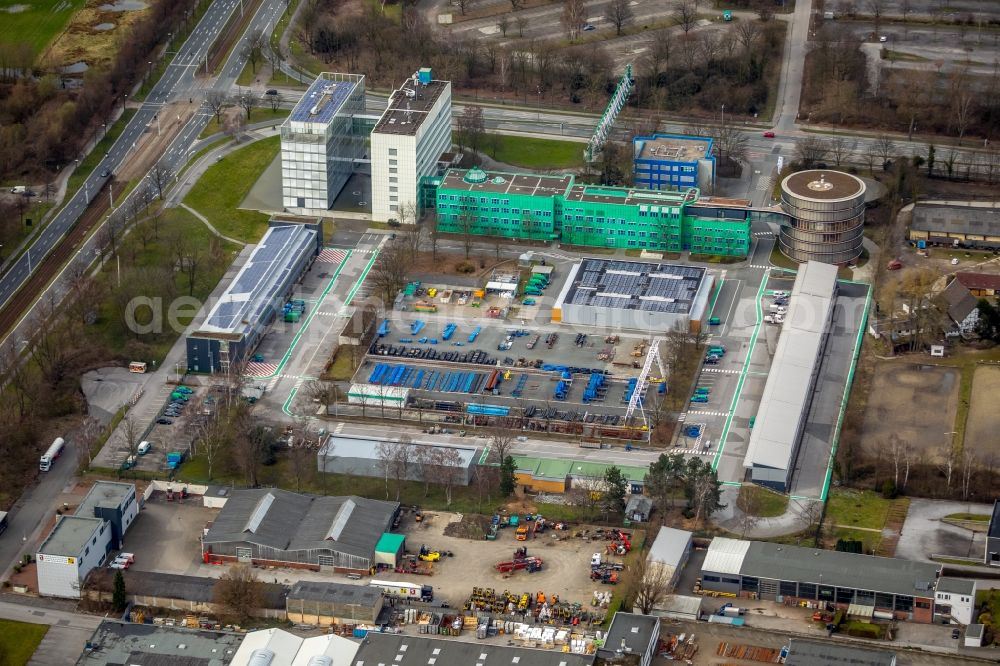 Aerial image Gelsenkirchen - Administration building of the company GELSENWASSER AG on Willy-Brandt-Allee in Gelsenkirchen in the state North Rhine-Westphalia, Germany