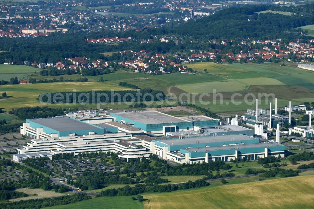 Aerial photograph Dresden - Building of the company GLOBALFOUNDRIES on Wilschdorfer Landstrasse in Dresden in the state Saxony, Germany