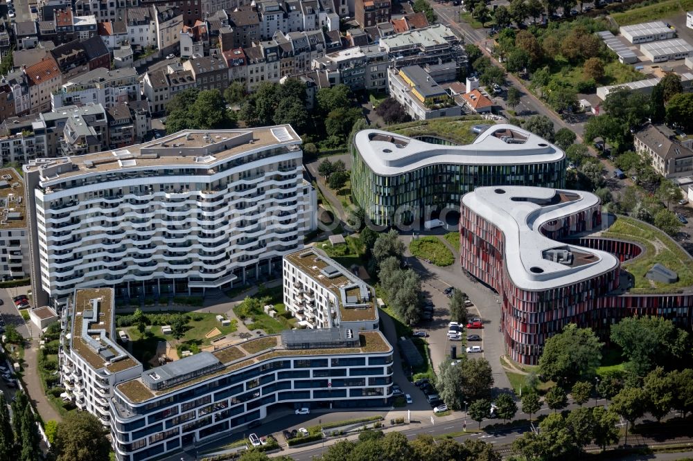 Köln from above - Administration building of the company of HEUBECK AG on Gustav-Heinemann-Ufer in the district Bayenthal in Cologne in the state North Rhine-Westphalia, Germany