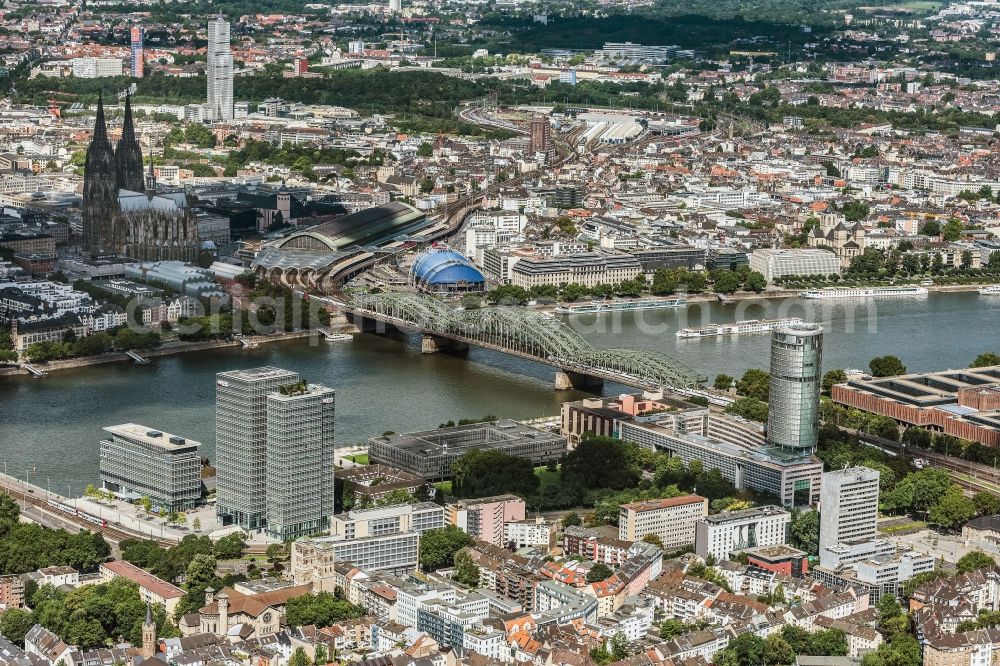 Köln from above - Administration building of the company LANXESS AG - Headquarter on Kennedyplatz in Cologne in the state North Rhine-Westphalia, Germany