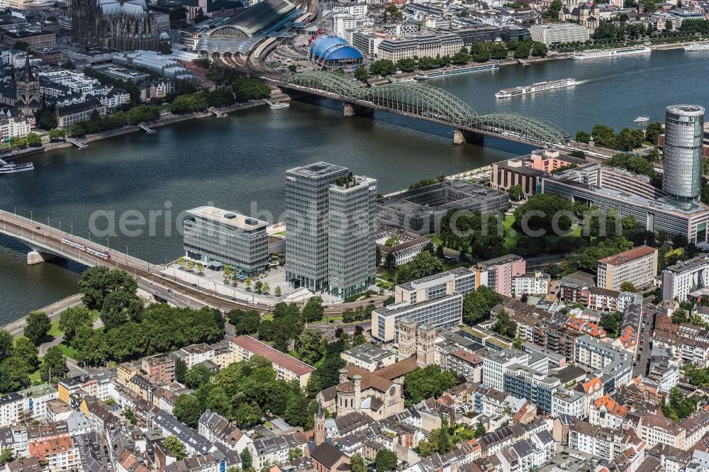 Aerial image Köln - Administration building of the company LANXESS AG - Headquarter on Kennedyplatz in Cologne in the state North Rhine-Westphalia, Germany