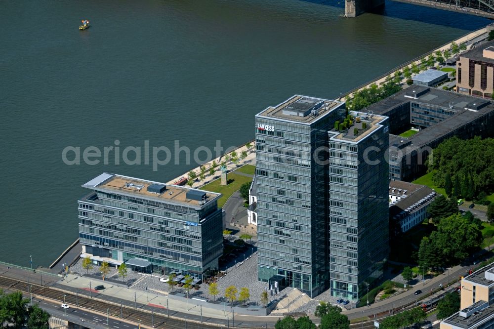 Aerial image Köln - Administration building of the company LANXESS AG - Headquarter on Kennedyplatz in Cologne in the state North Rhine-Westphalia, Germany