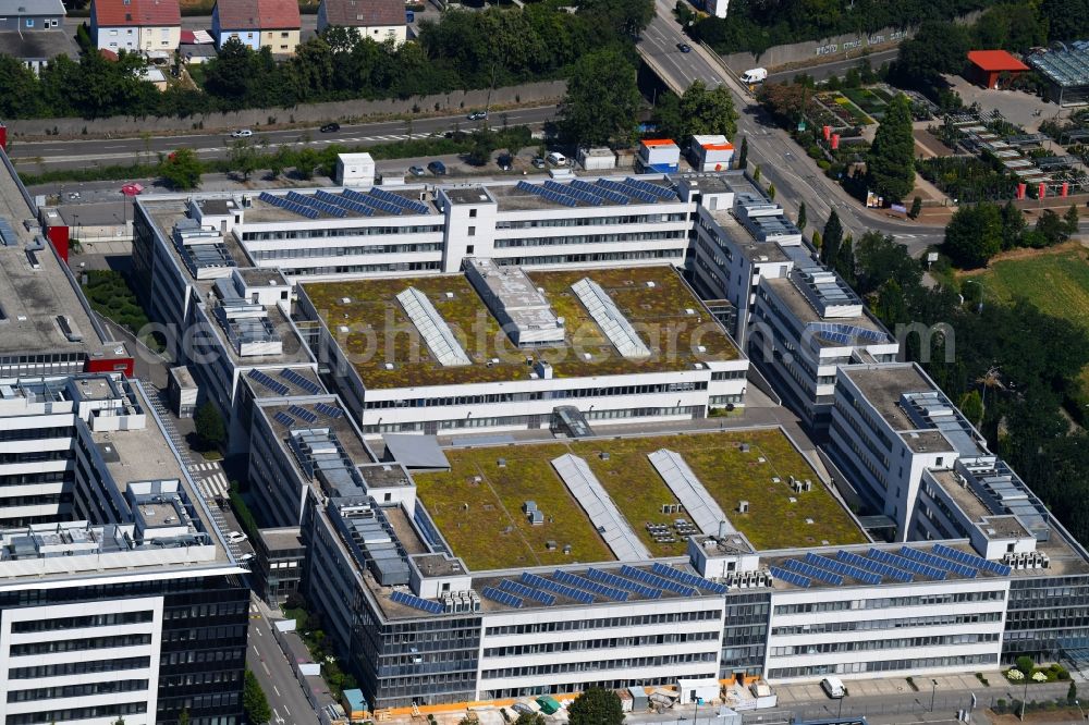 Neckarsulm from above - Administration building of the company of Lidl Stiftung & Co. KG on Stiftsbergstrasse in Neckarsulm in the state Baden-Wurttemberg, Germany