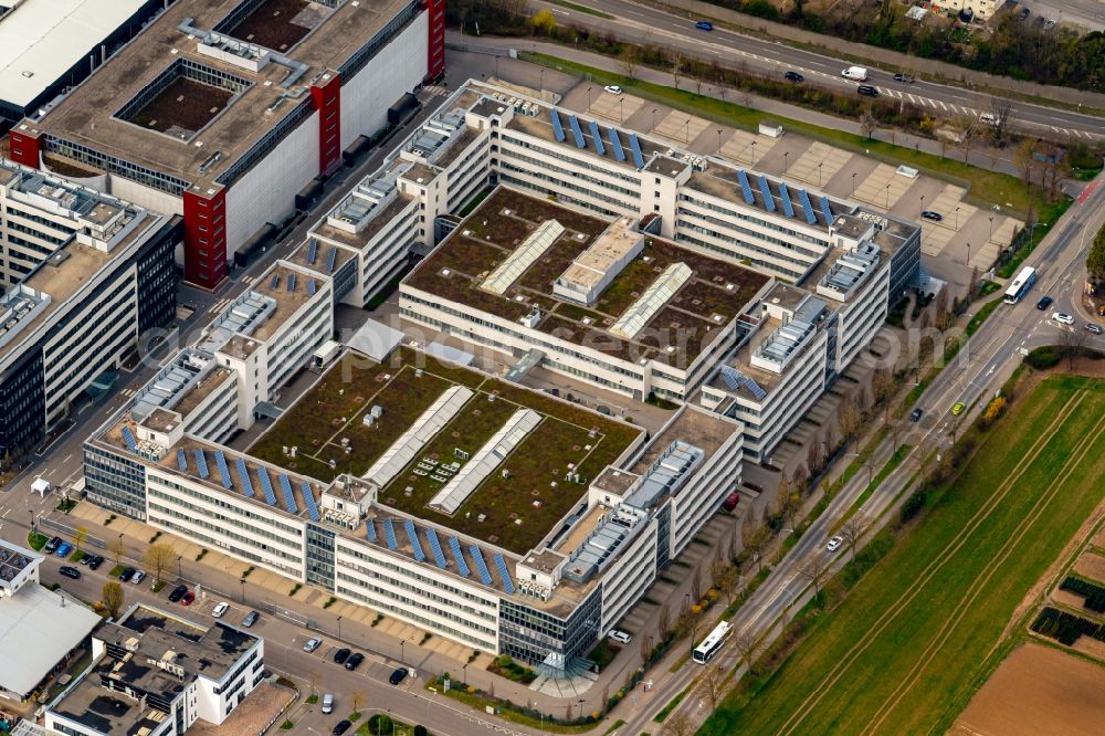 Aerial image Neckarsulm - Administration building of the company of Lidl Stiftung & Co. KG on Stiftsbergstrasse in Neckarsulm in the state Baden-Wurttemberg, Germany