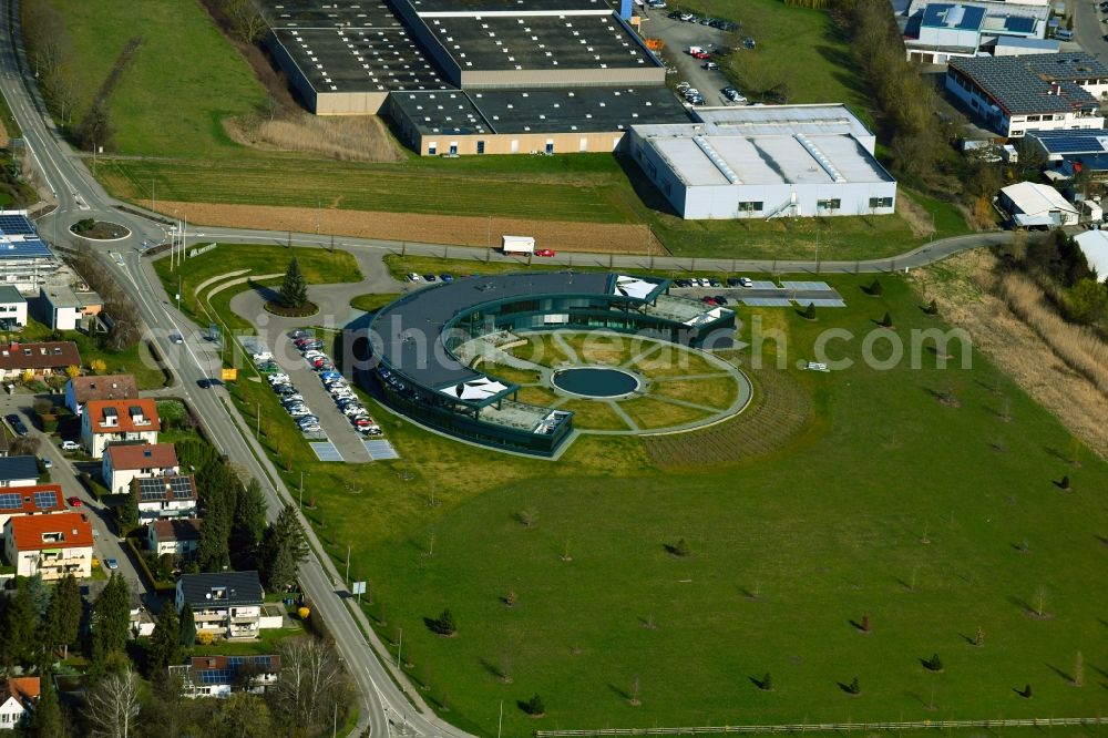 Aerial image Abstatt - Administration building of the company of Muenzing Chemie GmbH on Muenzingstrasse in Abstatt in the state Baden-Wurttemberg, Germany