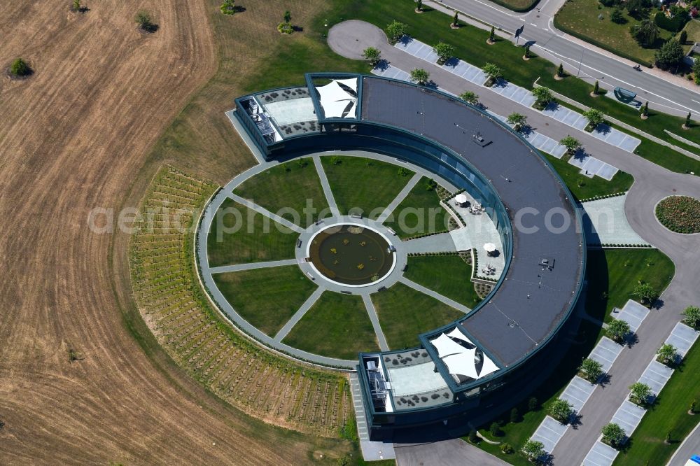 Aerial photograph Abstatt - Administration building of the company of Muenzing Chemie GmbH on Muenzingstrasse in Abstatt in the state Baden-Wurttemberg, Germany