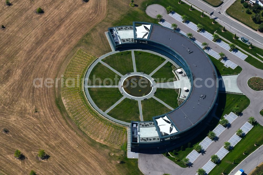 Abstatt from above - Administration building of the company of Muenzing Chemie GmbH on Muenzingstrasse in Abstatt in the state Baden-Wurttemberg, Germany