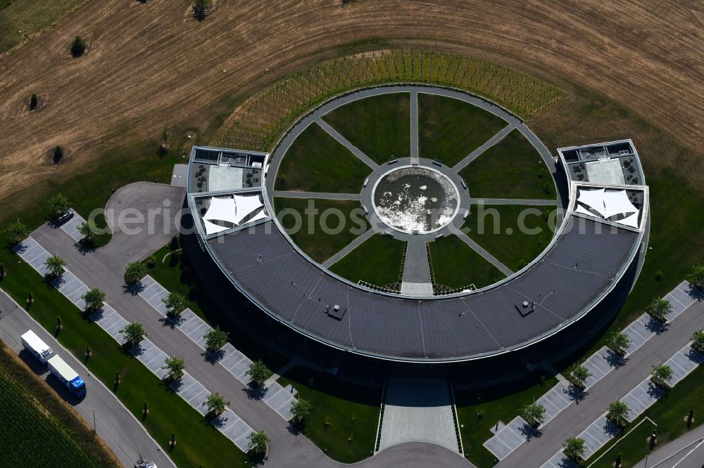 Abstatt from above - Administration building of the company of Muenzing Chemie GmbH on Muenzingstrasse in Abstatt in the state Baden-Wurttemberg, Germany