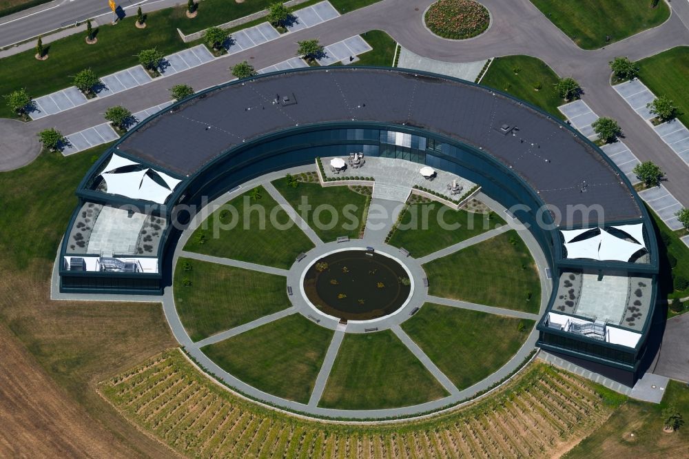 Abstatt from above - Administration building of the company of Muenzing Chemie GmbH on Muenzingstrasse in Abstatt in the state Baden-Wurttemberg, Germany