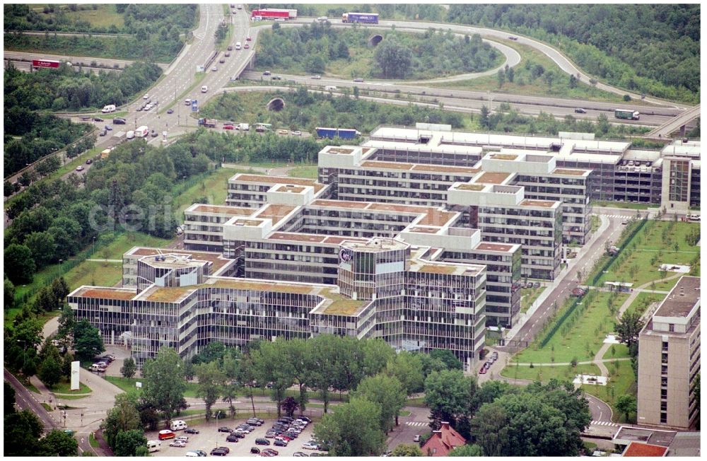 München from above - Administration building of the company MTU Aero Engines AG in the district Allach-Untermenzing in Munich in the state Bavaria, Germany