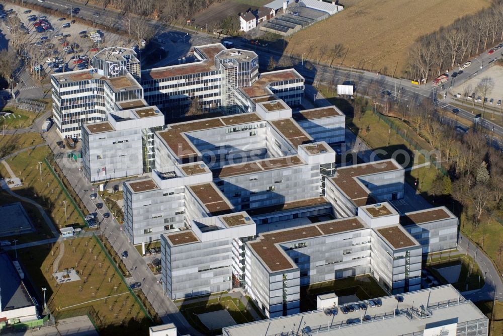 Aerial photograph München - Administration building of the company MTU Aero Engines AG in the district Allach-Untermenzing in Munich in the state Bavaria, Germany