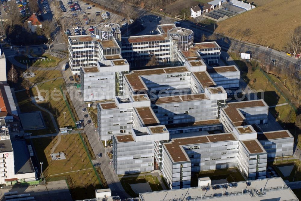 München from above - Administration building of the company MTU Aero Engines AG in the district Allach-Untermenzing in Munich in the state Bavaria, Germany