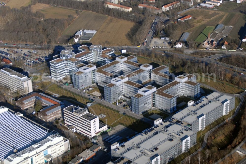 Aerial image München - Administration building of the company MTU Aero Engines AG in the district Allach-Untermenzing in Munich in the state Bavaria, Germany