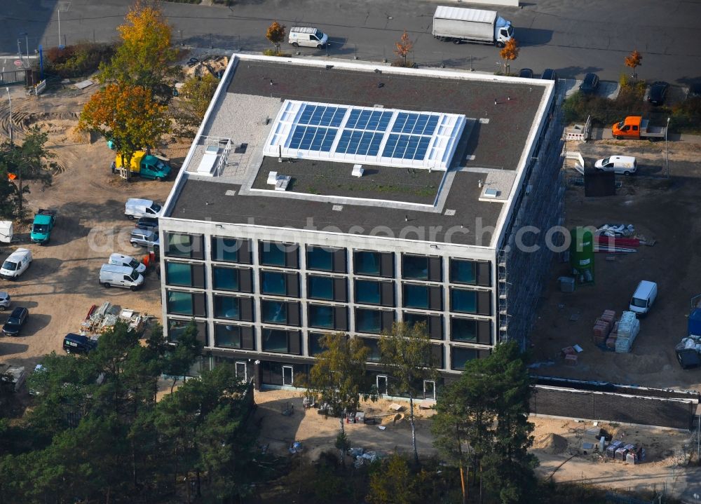 Oranienburg from the bird's eye view: Administration building of the company of ORAFOL Europe GmbH Am Biotop corner Am Gleis in the district Friedrichsthal in Oranienburg in the state Brandenburg, Germany