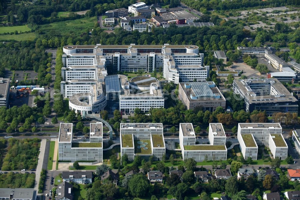 Aerial image Bonn - Administration building of the company Postbank-Finanzcenter Bonn Deutsche Telekom on Friedrich-Ebert-Allee in the district Gronau in Bonn in the state North Rhine-Westphalia, Germany