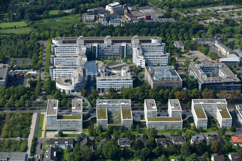 Aerial photograph Bonn - Administration building of the company Postbank-Finanzcenter Bonn Deutsche Telekom on Friedrich-Ebert-Allee in the district Gronau in Bonn in the state North Rhine-Westphalia, Germany