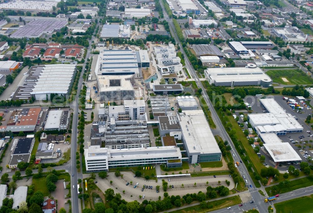 Göttingen from the bird's eye view: Administration building of the company Sartorius in Goettingen in the state Lower Saxony, Germany