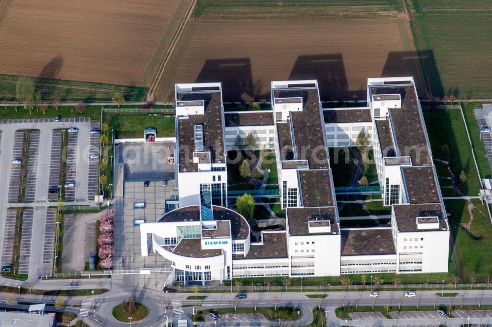 Weilimdorf from above - Administration building of the company of Siemens AG in Weilimdorf in the state Baden-Wurttemberg, Germany