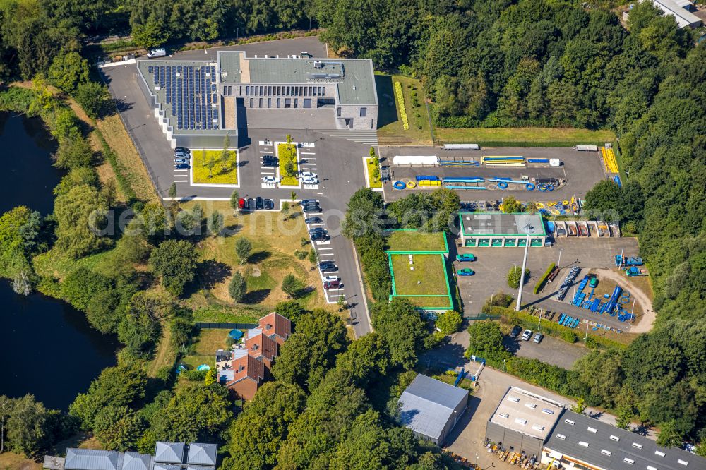 Aerial image Hattingen - Administration building of the company of Stadtwerke Hattingen GmbH on Weg Zum Wasserwerk in Hattingen in the state North Rhine-Westphalia, Germany