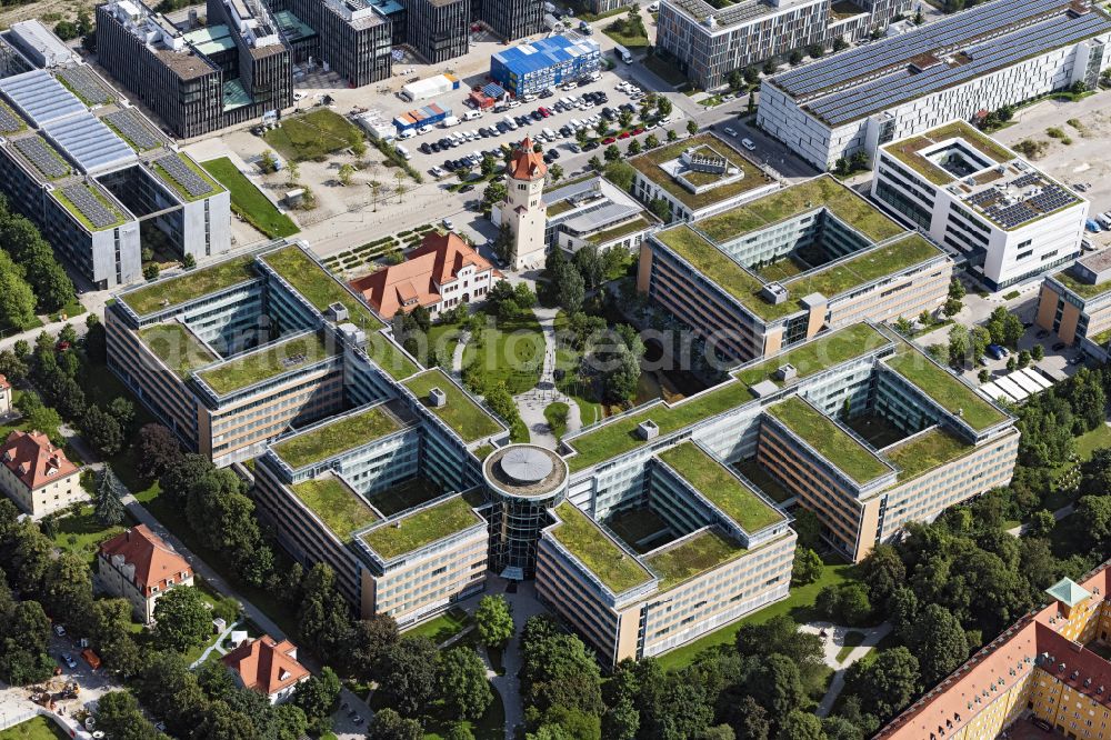 Aerial photograph München - Administration building of the company Stadtwerke Muenchen GmbH on street Emmy-Noether-Strasse in the district Moosach in Munich in the state Bavaria, Germany