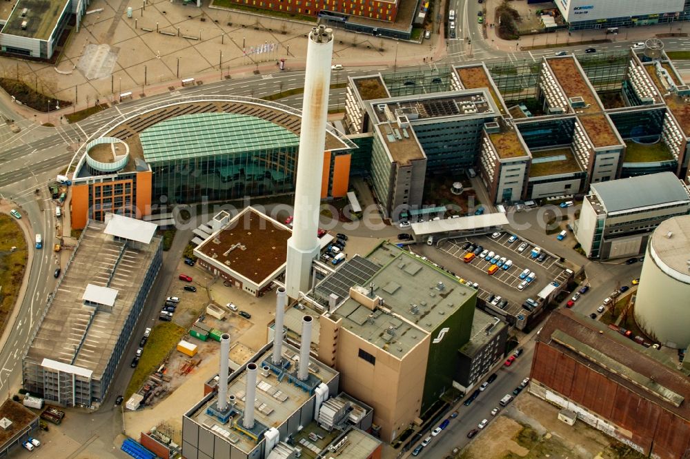 Aerial photograph Münster - Administration building of the company of Stadtwerke Muenste onr Hafenplatz in Muenster in the state North Rhine-Westphalia, Germany