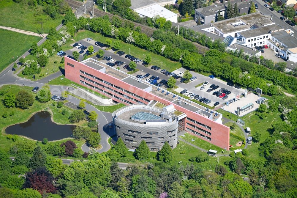 Köln from above - Administration building of the company Stroeer on Stroeer-Allee in the district Suerth in Cologne in the state North Rhine-Westphalia, Germany