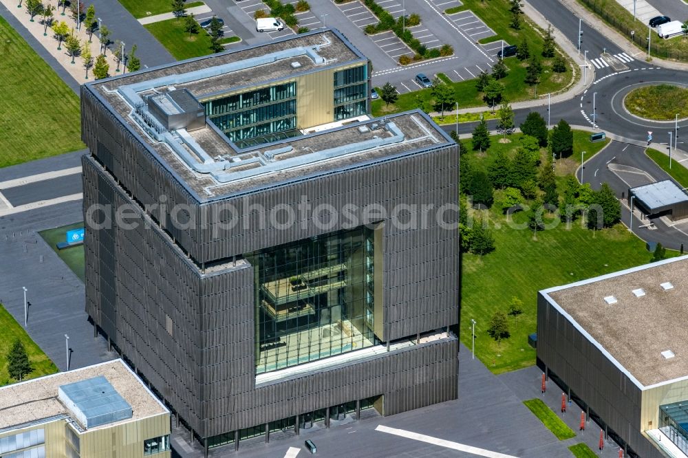 Aerial image Essen - Administration building of the company of Thyssenkrupp AG Building ensemble Krupp - Guertel in Krupp Park on Altendorfer Strasse at the corner of Berthold-Beitz-Boulevard in the district Westviertel in Essen at Ruhrgebiet in the state North Rhine-Westphalia, Germany