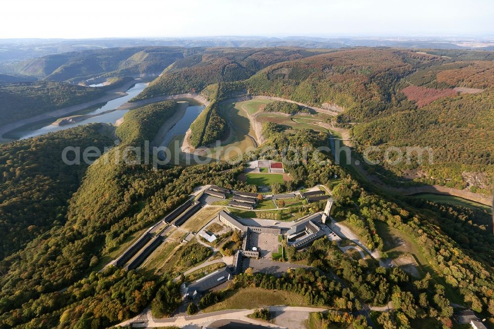 Gemünd from above - View of the Urfttalsperre near Gemuend in the state of North Rhine-Westphalia