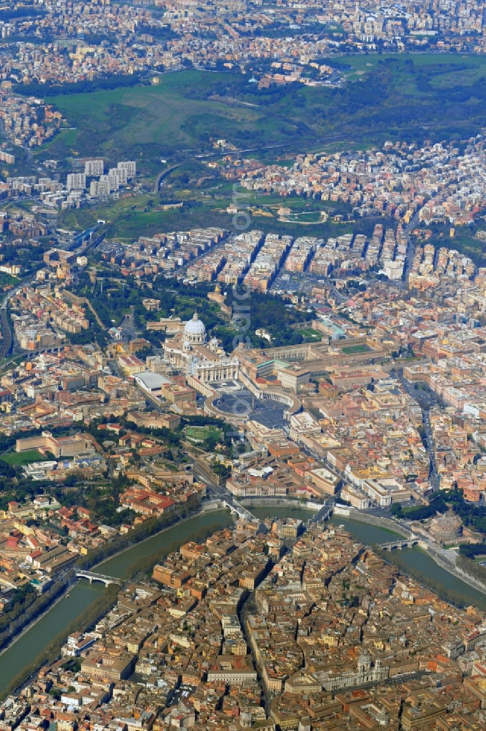 Aerial image Rom - Vatican in Vatican City with St Peter's Square - an enclave in Rome, Italy