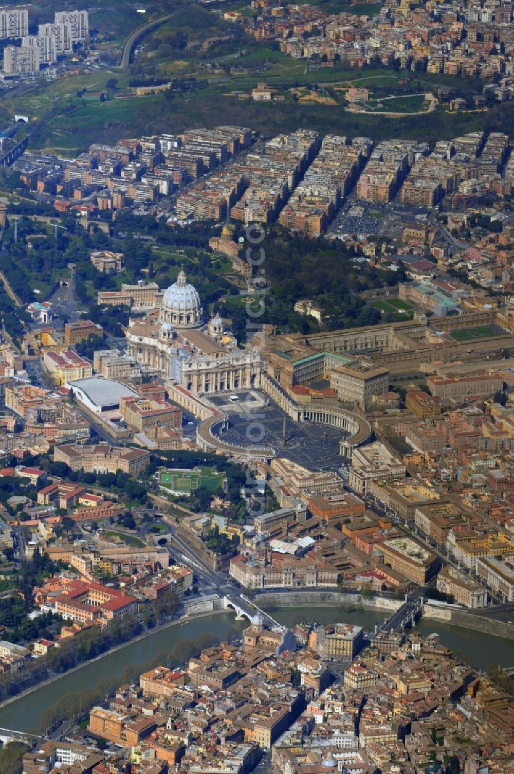 Aerial photograph Rom - Vatican in Vatican City with St Peter's Square - an enclave in Rome, Italy