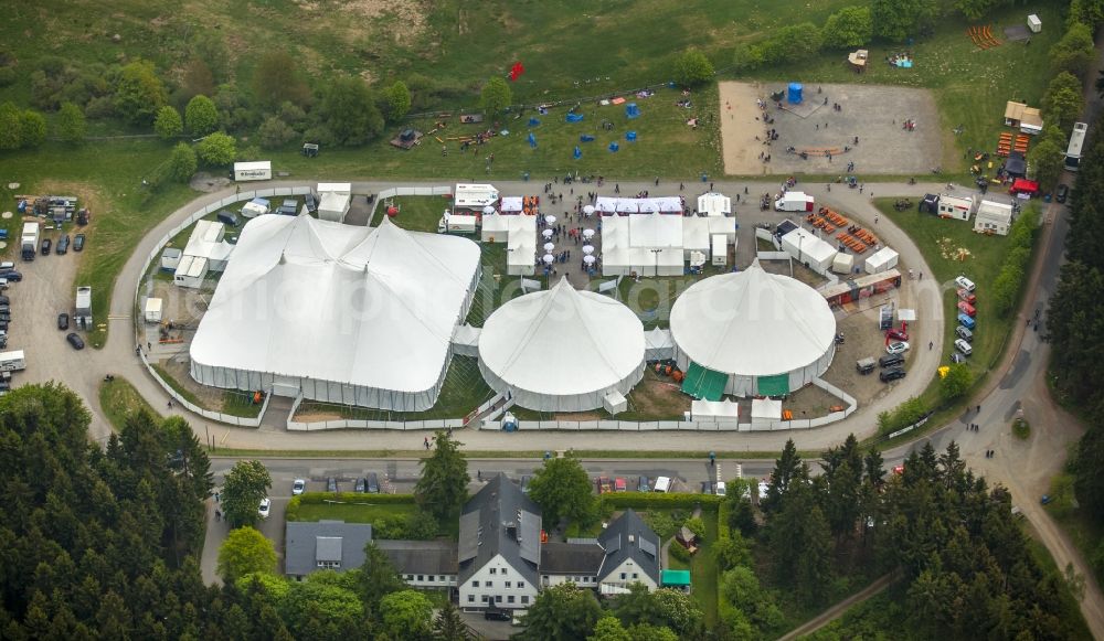 Aerial photograph Hilchenbach - Event tents of 25 KulturPur in Hilchenbach in North Rhine-Westphalia