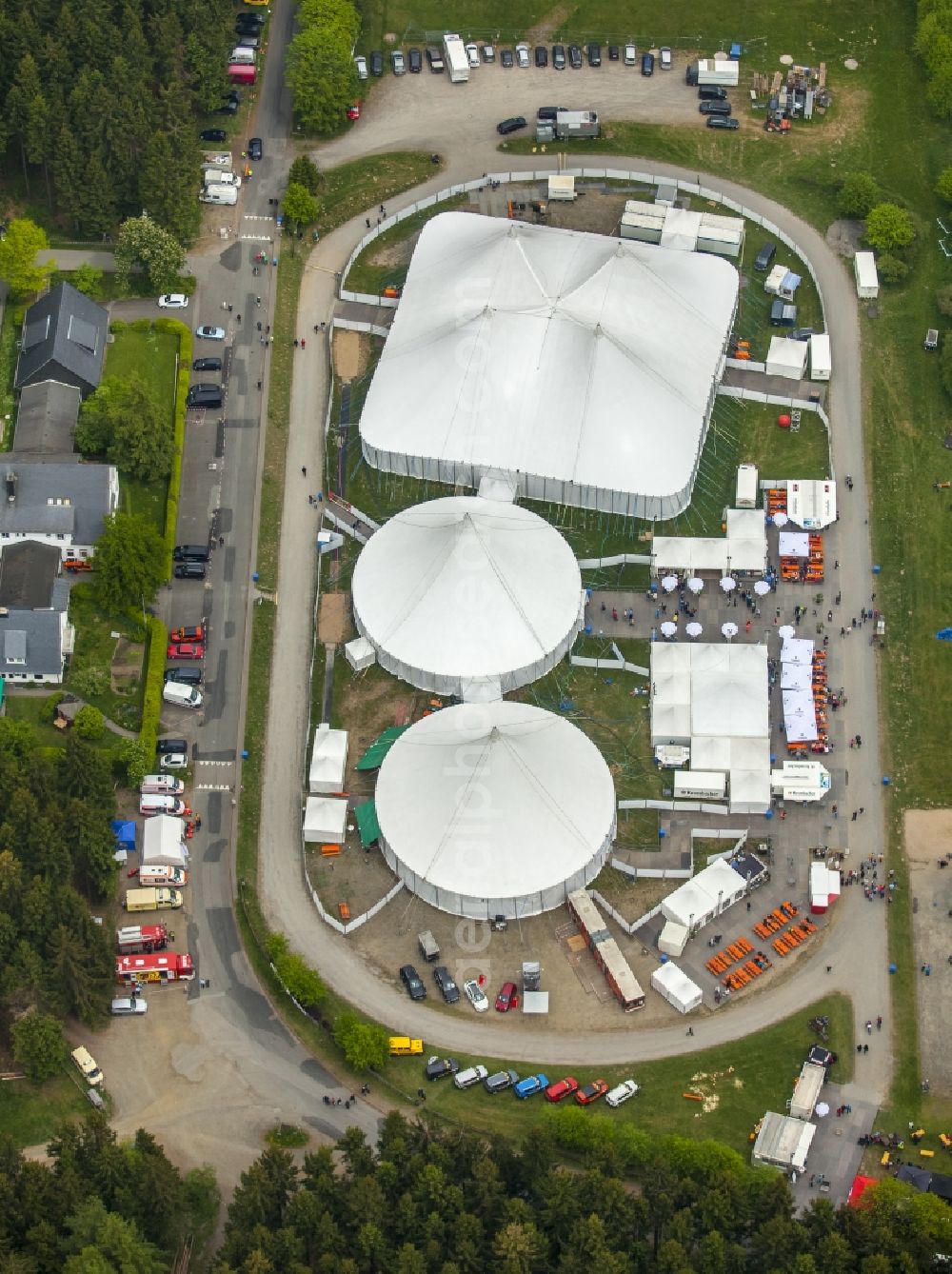 Hilchenbach from above - Event tents of 25 KulturPur in Hilchenbach in North Rhine-Westphalia