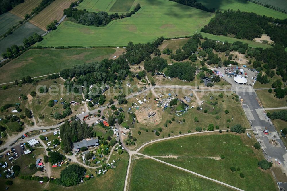 Lärz from above - Participants at the event area Fusion Festival on airfield Laerz - Rechlin in Laerz in the state Mecklenburg - Western Pomerania, Germany