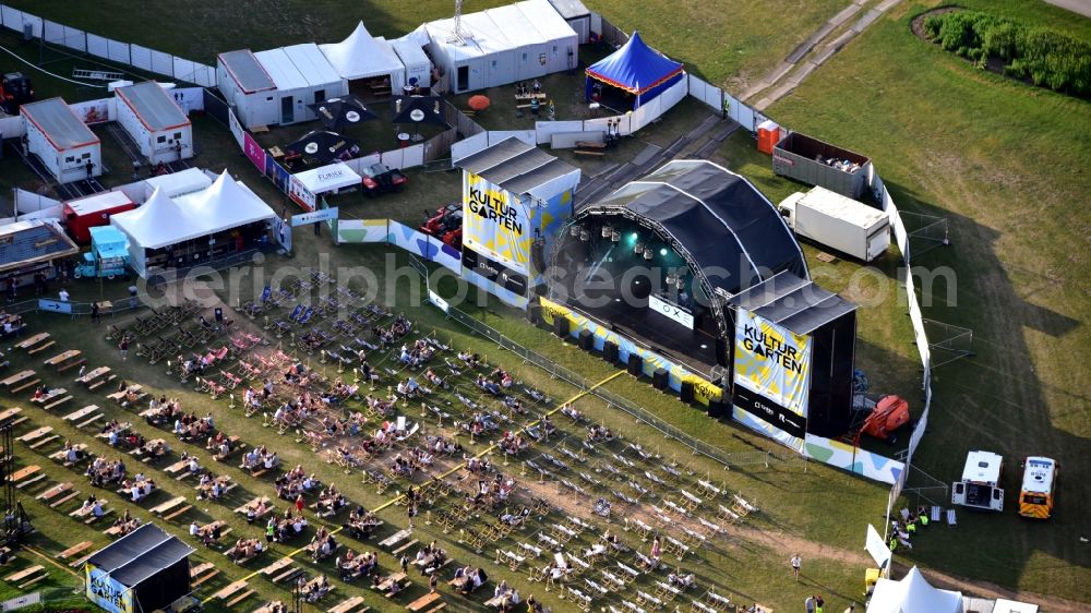 Aerial image Bonn - Event area of the Kulturgarten music event in the Rheinaue in Bonn in the state North Rhine-Westphalia, Germany