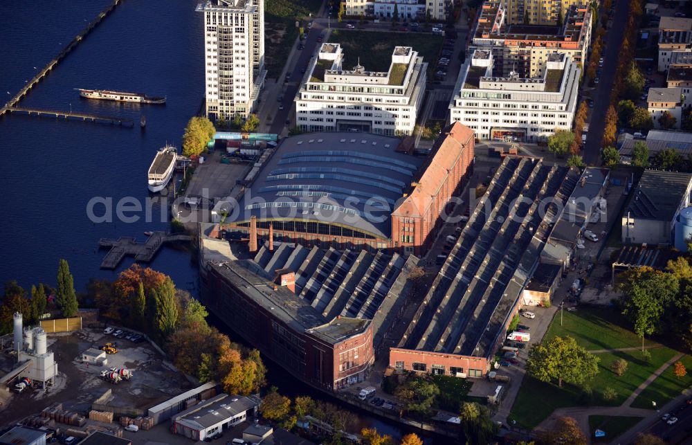 Aerial image Berlin - Building of the indoor arena Arena Berlin in the district Treptow in Berlin, Germany