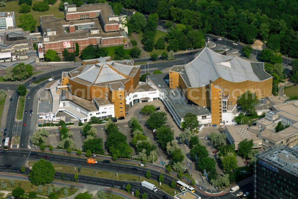 Aerial image Berlin - Building the indoor arena Berliner Philharmonie om Herbert-von-Karajan-Strasse in Berlin in Germany