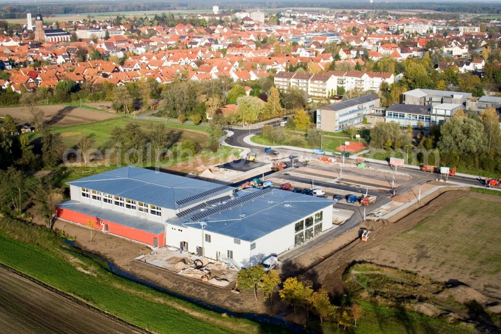 Kandel from the bird's eye view: Building of the indoor arena Bienwaldhalle in Kandel in the state Rhineland-Palatinate