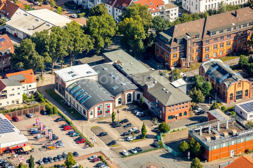 Bochum from the bird's eye view: Building of the indoor arena Bochumer Kulturrat e.V. on Lothringer Strasse in Bochum in the state North Rhine-Westphalia, Germany