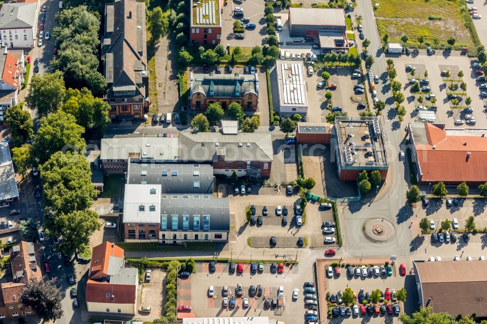 Bochum from above - Building of the indoor arena Bochumer Kulturrat e.V. on Lothringer Strasse in Bochum in the state North Rhine-Westphalia, Germany