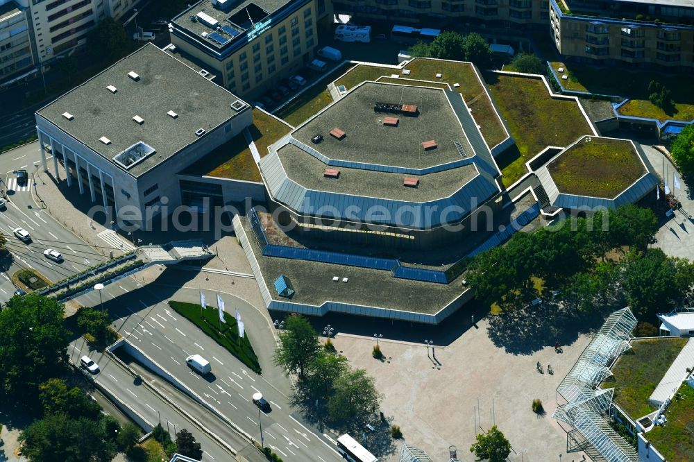 Pforzheim from above - Building of the indoor arena CongressCentrum Pforzheim Am Waisenhausplatz in Pforzheim in the state Baden-Wurttemberg, Germany