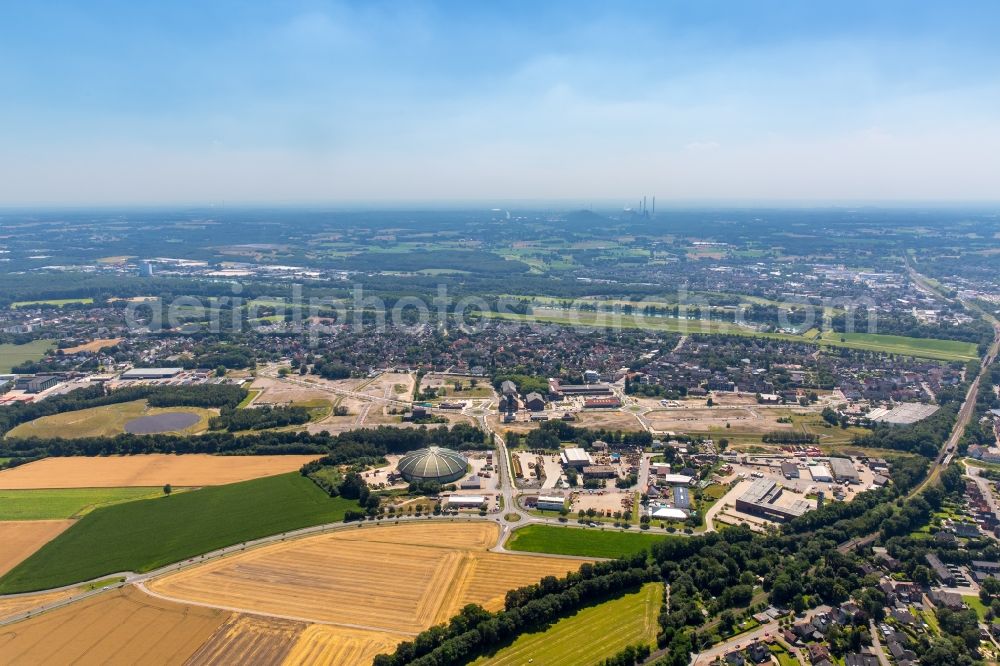 Dorsten from above - Building the pavilion Creativ Quartier Fuerst Leopold and the machine hall Fuerst Leopold on the former site of the coal mine Fuerst Leopold in Dorsten - Hervest in North Rhine-Westphalia