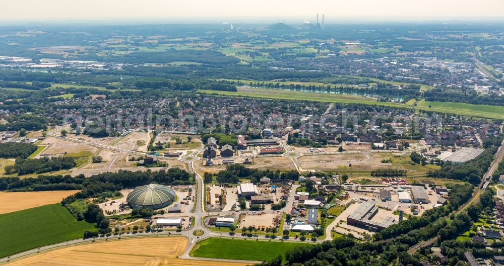 Dorsten from the bird's eye view: Building the pavilion Creativ Quartier Fuerst Leopold and the machine hall Fuerst Leopold on the former site of the coal mine Fuerst Leopold in Dorsten - Hervest in North Rhine-Westphalia