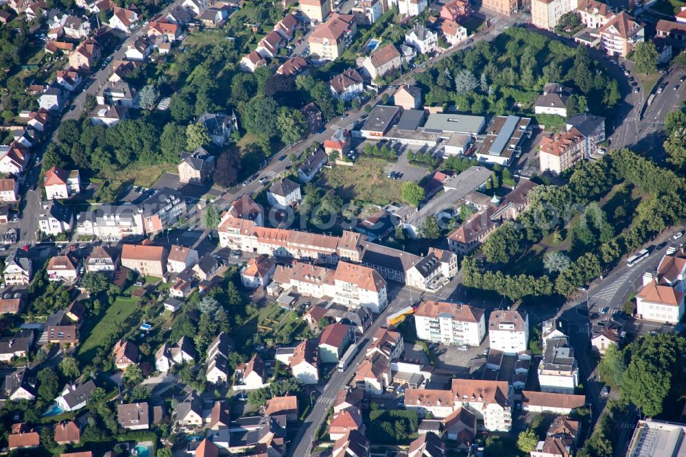 Aerial image Haguenau - Building of the indoor arena CSC ROBERT SCHUMAN in Haguenau in Grand Est, France