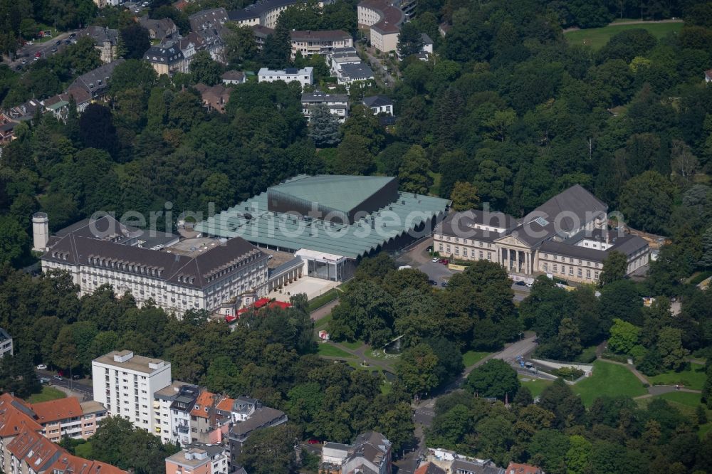 Aachen from above - Building of the indoor arena Eurogress Aachen on the Kurgarten in the district Mitte in Aachen in the state North Rhine-Westphalia, Germany