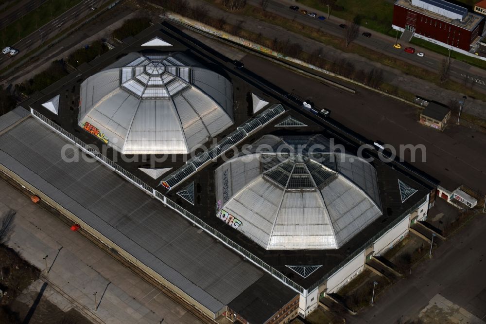 Leipzig from above - Building of the indoor arena Eventlocation Kohlrabizirkus Leipzig An den Tierkliniken in Leipzig in the state Saxony, Germany