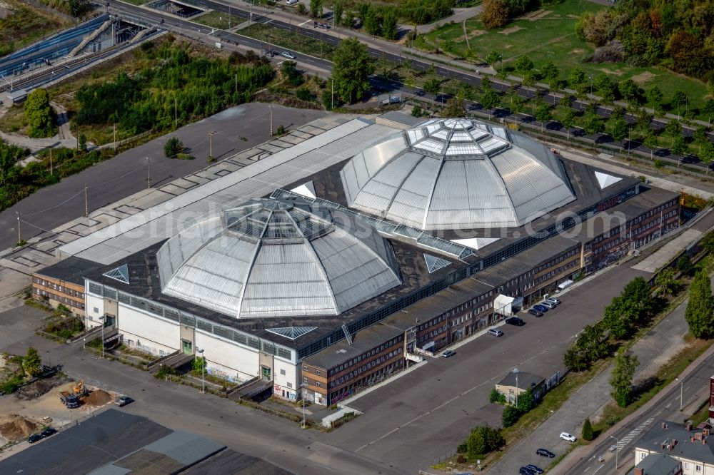 Aerial photograph Leipzig - Building of the indoor arena Eventlocation Kohlrabizirkus Leipzig An den Tierkliniken in Leipzig in the state Saxony, Germany