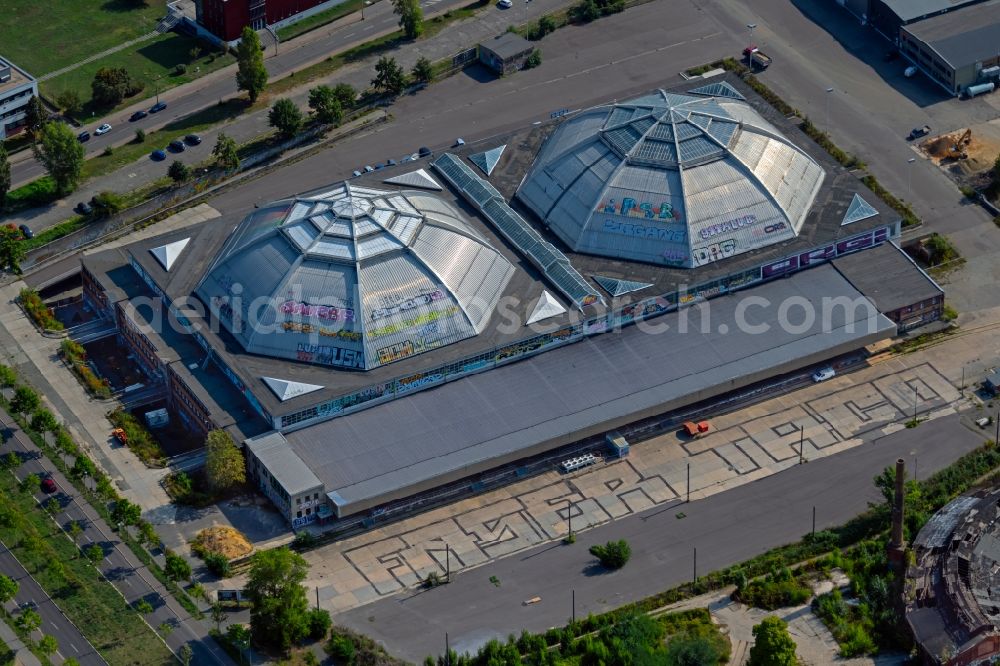 Leipzig from the bird's eye view: Building of the indoor arena Eventlocation Kohlrabizirkus Leipzig An den Tierkliniken in Leipzig in the state Saxony, Germany