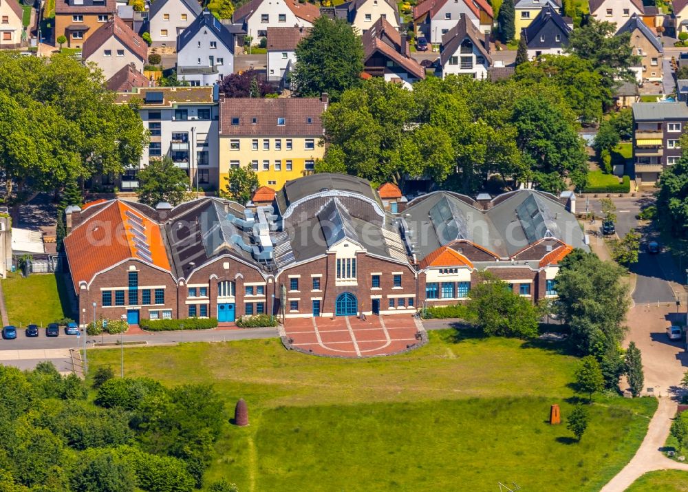 Aerial photograph Herne - Building of the indoor arena Flottmann-Hallen on Strasse des Bohrhammers in Herne in the state North Rhine-Westphalia, Germany